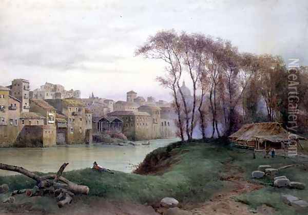 View of the Prati di Castello, Rome Oil Painting - Ettore Roesler Franz