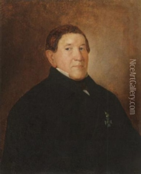 Portrat Eines Herren Mit Orden Am Revers Oil Painting - Friedrich von Amerling
