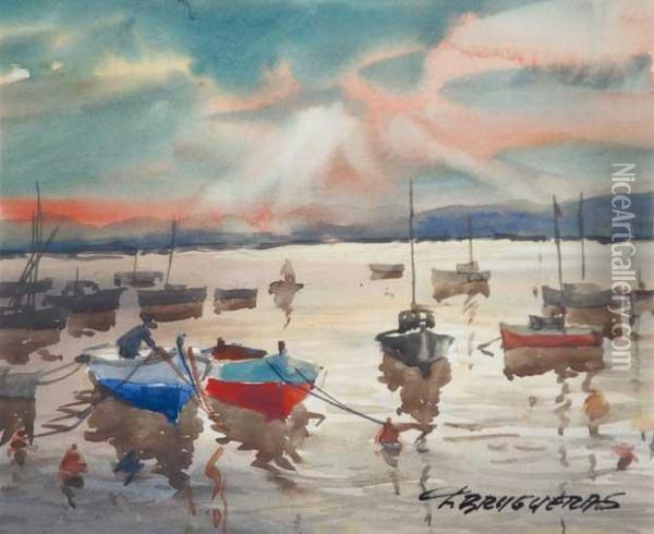 Barcas Oil Painting - E. Brugueras