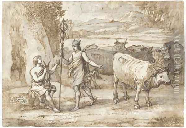 Mercury returning the cattle of Admetus to Apollo Oil Painting - Claude Lorrain (Gellee)