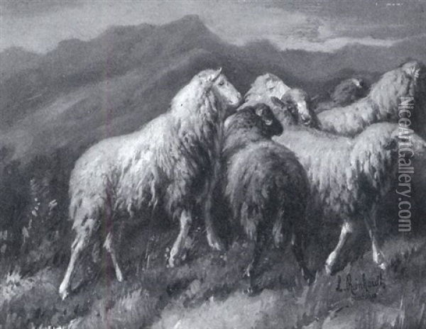 Schafe In Den Bergen Oil Painting - Louis (Ludwig) Reinhardt