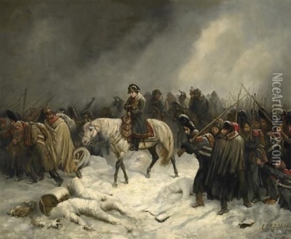 Feldzug Napoleons In Russischem Winter Oil Painting - Adolf Northen