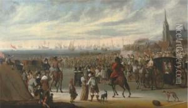 The Departure Of King Charles Ii Oil Painting - Cornelis Beelt