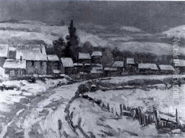 Winter Village, Nancy Oil Painting - Pierre Joseph Celestin Francois
