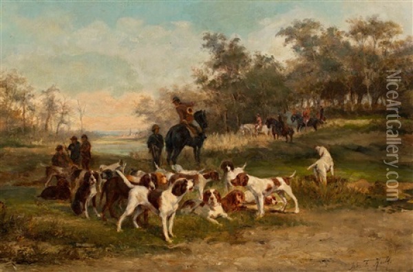 Hounds Awaiting The Hunt Oil Painting - John Frederik Hulk the Younger