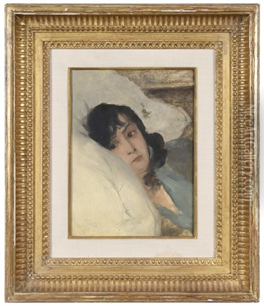 Woman Resting On A Pillow Oil Painting - Pierre Carrier-Belleuse