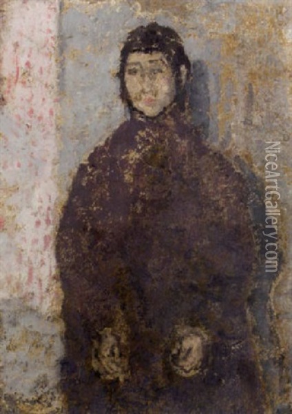 Girl In Mulberry Dress Oil Painting - Gwen John