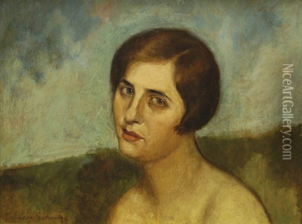 Portret Mlodej Kobiety Oil Painting - Leon Lewkowicz