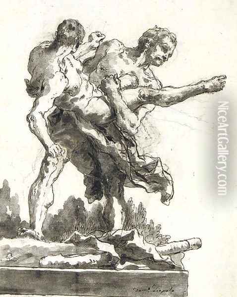 Hercules and Antaeus 4 Oil Painting - Giovanni Domenico Tiepolo