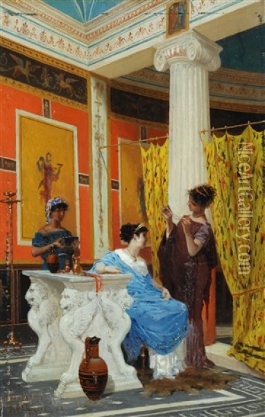 Interno Pompeiano Oil Painting - Paolo Mei