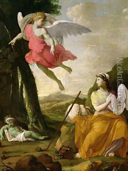 Hagar and Ishmael Rescued by the Angel Oil Painting - Eustache Le Sueur