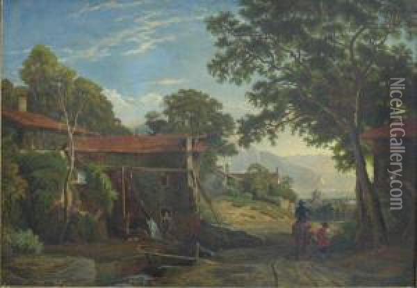 Le Village Oil Painting - Theodore Fourmois