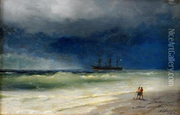 On The Sea Shore Oil Painting - Ivan Konstantinovich Aivazovsky