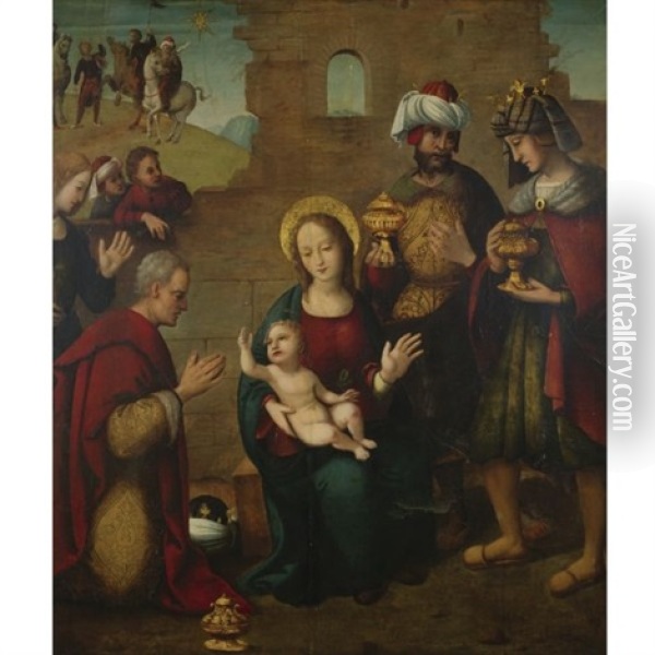 Adoration Of The Magi Oil Painting - Juan de Borgona the Elder