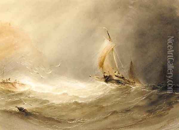 Shipping in stormy seas Oil Painting - Henry Barlow Carter