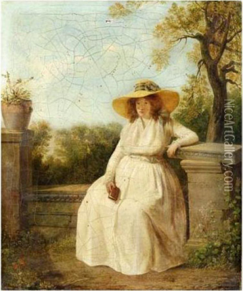 Portrait De Madame Danloux Enceinte Oil Painting - Jacques-Henri Sablet