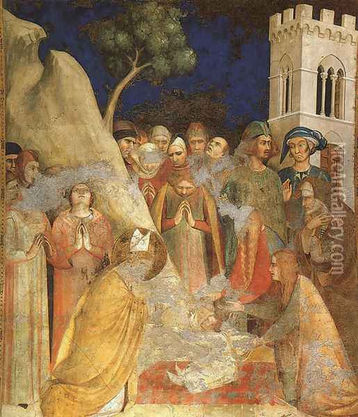 The Miracle of the Resurrected Child 1321 Oil Painting - Simone Martini
