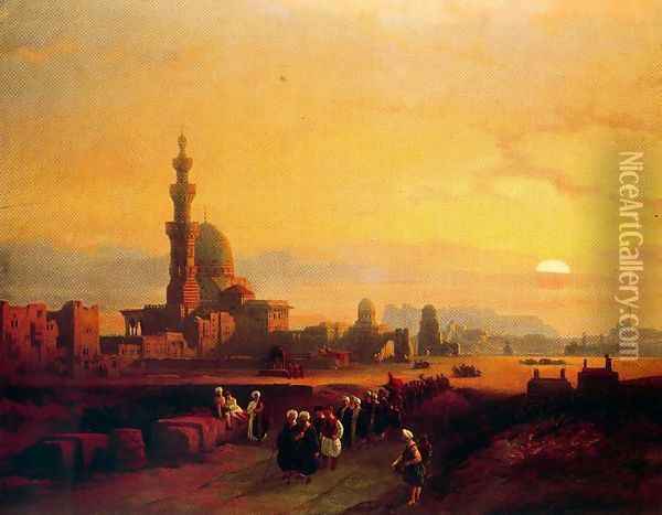 Procession past the Tombs of the Khalifs Oil Painting - David Roberts