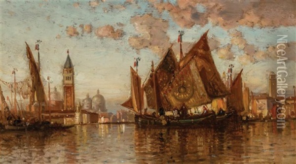 Off The Coast Of Venice Oil Painting - Samuel Colman