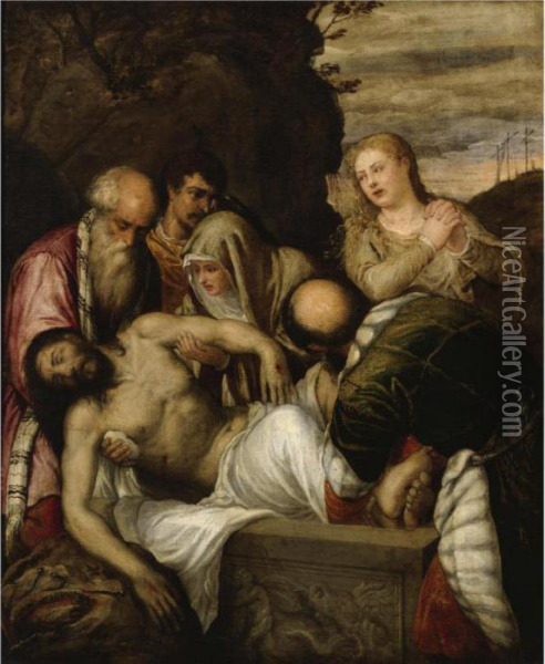 The Entombment Of Christ Oil Painting - Tiziano Vecellio (Titian)