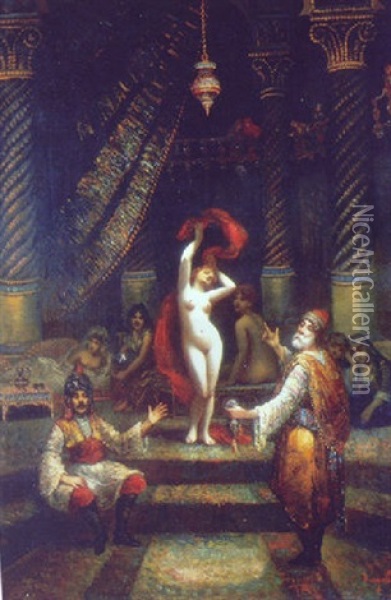The Slave Market Oil Painting - Frederic Borgella