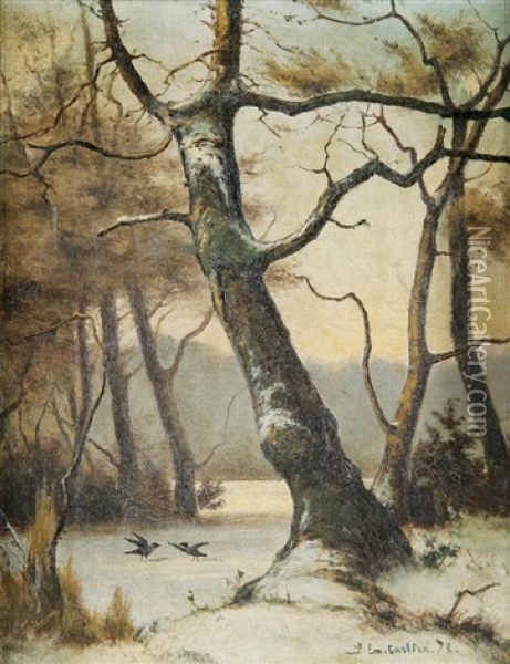 Winter Landscape At Dusk Oil Painting - Emil Carlsen