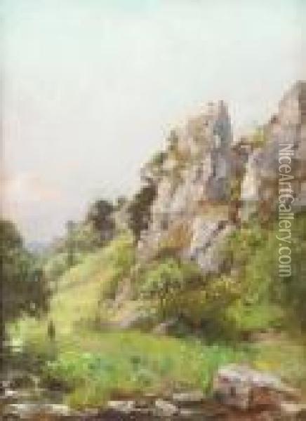 Felsenlandschaft Mit Jager Oil Painting - Henry John Yeend King