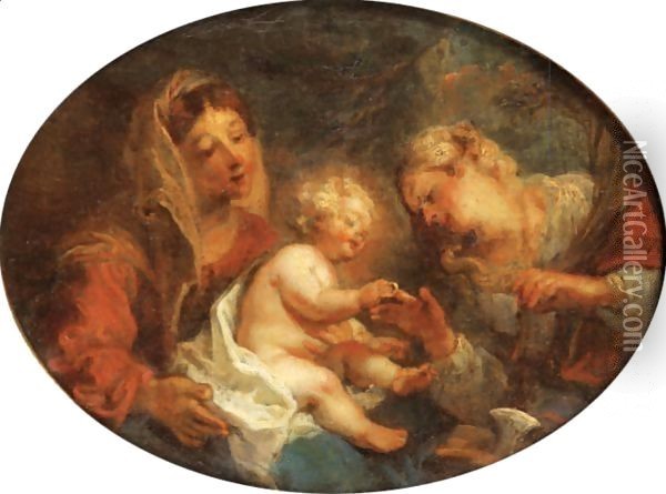 Le Mariage Mystique De Sainte Catherine Oil Painting - Charles de La Fosse