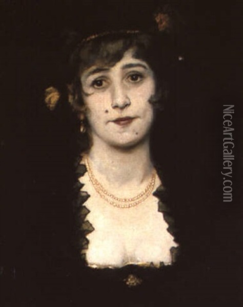 Frauenportrait En Face Oil Painting - Elimar Ulrich Bruno Piglhein