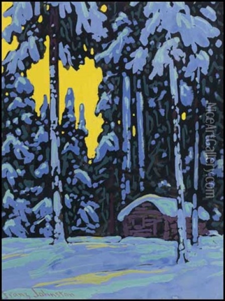 Cabin In The Snow Oil Painting - Francis Hans Johnston