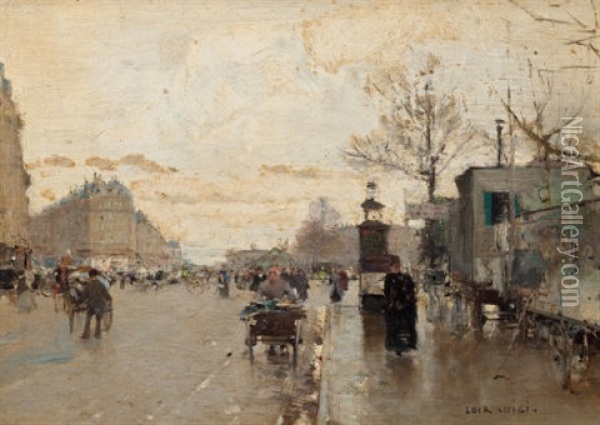 Parisian Street Scene Oil Painting - Luigi Loir