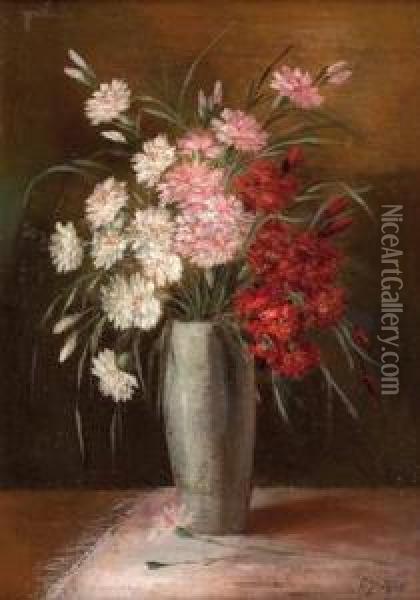 Blumenstraus In Vase Oil Painting - Konstantin Stoitzner