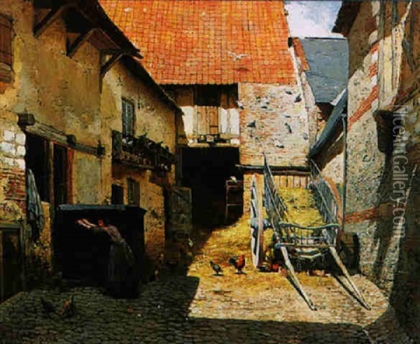 La Ferme A Osny Oil Painting - Albert Aublet
