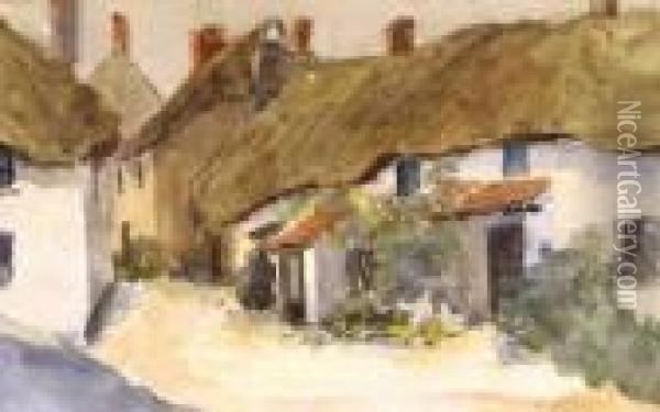 Thatched Cottages Oil Painting - James Humbert Craig