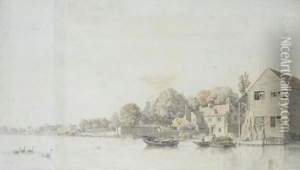 A View Of Twickenham From The Thames Oil Painting - Samuel Scott