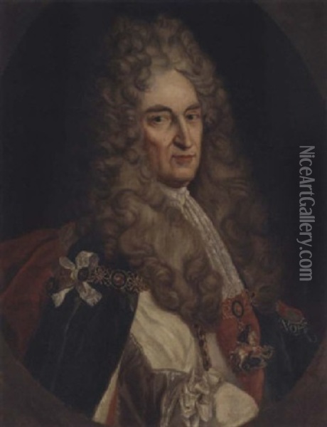 Portrait Of James Drummond, 4th Earl And 1st Duke Of Perth, In Garter Robes Oil Painting - Alexis-Simon Belle