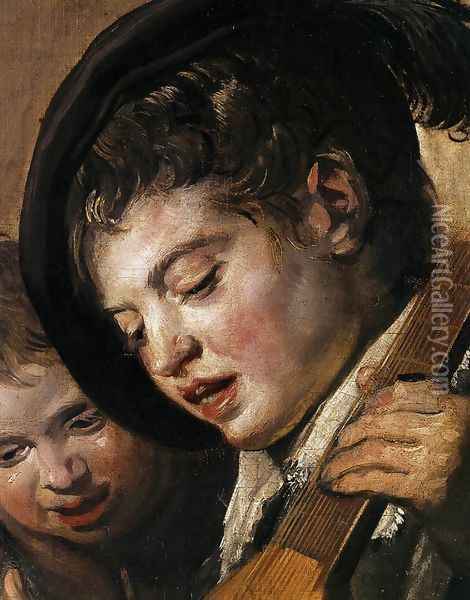 Two Boys Singing (detail) c. 1625 Oil Painting - Frans Hals