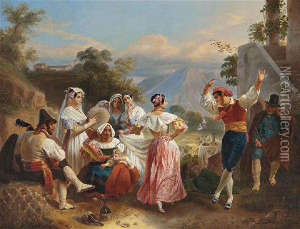 La Tarantella Oil Painting - Francois Xavier Dupre