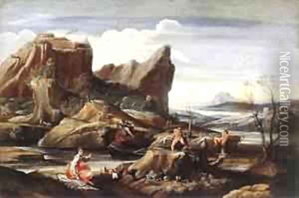 Landscape with Bathers 1616 Oil Painting - Annibale Carracci