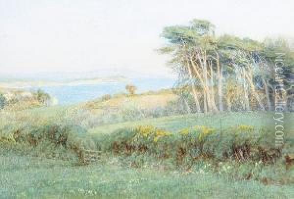 'freshwater Bay From Farringford' (tennyson's House), Isle Of Wight Oil Painting - Helen Mary Elizabeth Allingham