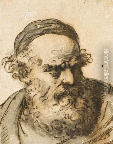 Testa Virile Oil Painting - Giovanni Battista Tiepolo
