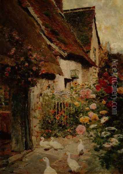 A Cottage Door Oil Painting - David Woodlock