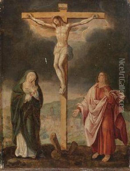 The Crucified Christ With Subsidiaryfigures Oil Painting - Marcellus Coffermans