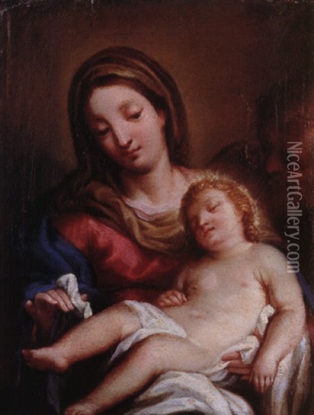 Maria Mit Dem Kind Und Joseph Oil Painting - Sebastiano Conca