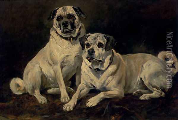 Pugs Oil Painting - John Emms