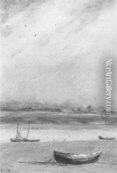Boats On A Beach Oil Painting - Robert Harris