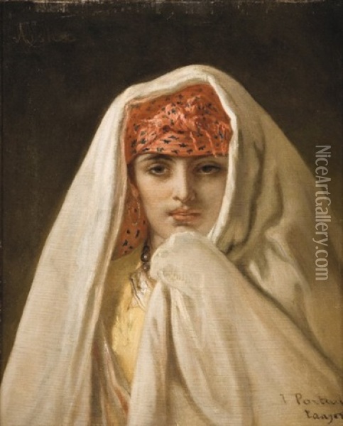 Portrait De Jeune Marocaine Oil Painting - Jean-Francois Portaels