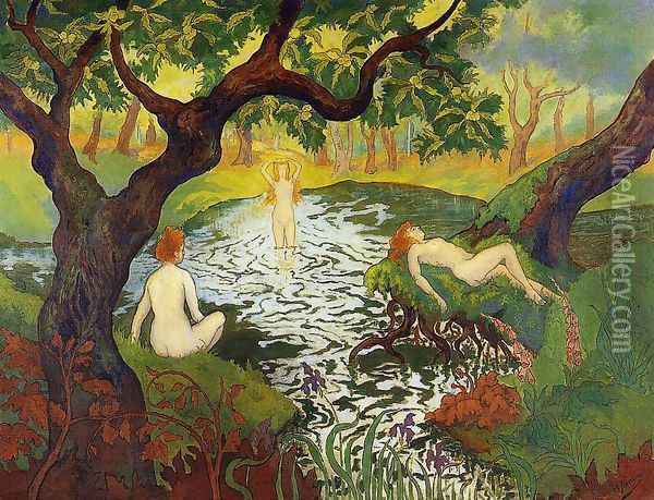 Three Bathers with Irises Oil Painting - Paul-Elie Ranson