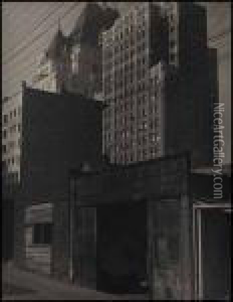 Vancouver Buildings With The Hotel Vancouver Oil Painting - John A. Vanderpant