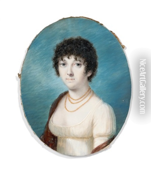 Portrait De Pauline Borghese Oil Painting - Jean Francois Marie Villiers-Huet